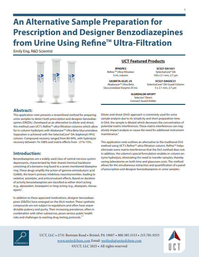 An Alternative Sample Preparation for Prescription and Designer Benzodiazepines from Urine Using RefineTM Ultra-Filtration
